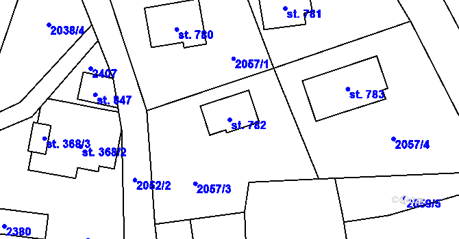 Parcela st. 782 v KÚ Hanušovice, Katastrální mapa