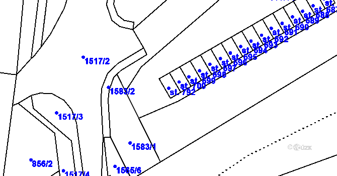 Parcela st. 792 v KÚ Hanušovice, Katastrální mapa