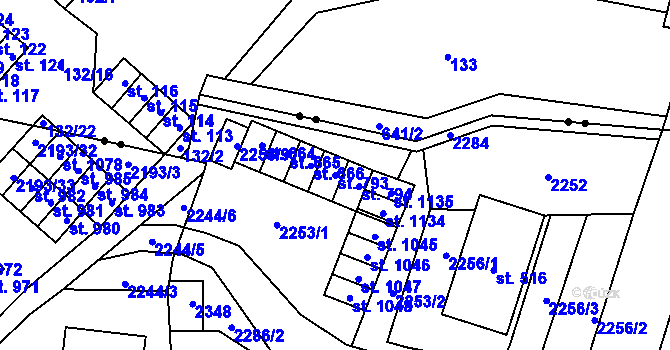 Parcela st. 793 v KÚ Hanušovice, Katastrální mapa