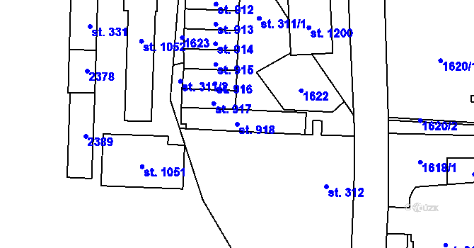 Parcela st. 918 v KÚ Hanušovice, Katastrální mapa