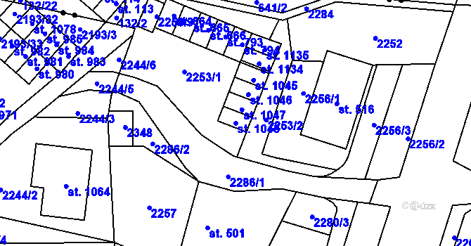 Parcela st. 1048 v KÚ Hanušovice, Katastrální mapa