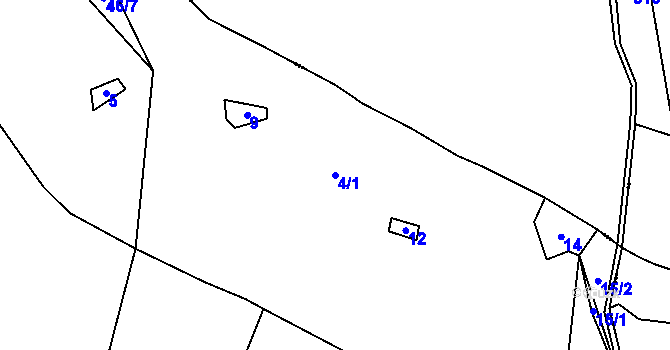 Parcela st. 4/1 v KÚ Hanušovice, Katastrální mapa
