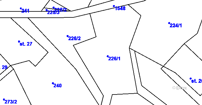 Parcela st. 226 v KÚ Hanušovice, Katastrální mapa