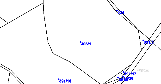 Parcela st. 406/1 v KÚ Hanušovice, Katastrální mapa