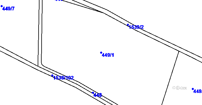 Parcela st. 449/1 v KÚ Hanušovice, Katastrální mapa