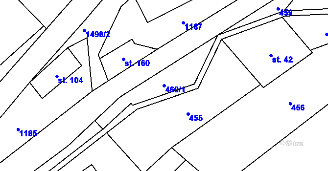 Parcela st. 460/1 v KÚ Hanušovice, Katastrální mapa