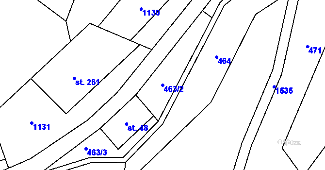 Parcela st. 463/2 v KÚ Hanušovice, Katastrální mapa