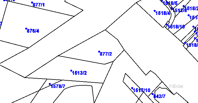 Parcela st. 877/2 v KÚ Hanušovice, Katastrální mapa
