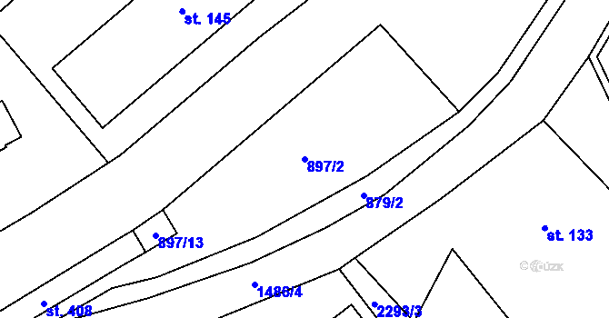 Parcela st. 897/2 v KÚ Hanušovice, Katastrální mapa