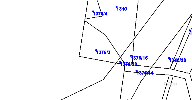 Parcela st. 1376/3 v KÚ Hanušovice, Katastrální mapa