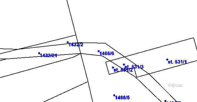 Parcela st. 1466/6 v KÚ Hanušovice, Katastrální mapa