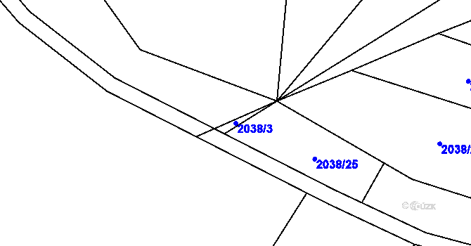 Parcela st. 2038/3 v KÚ Hanušovice, Katastrální mapa