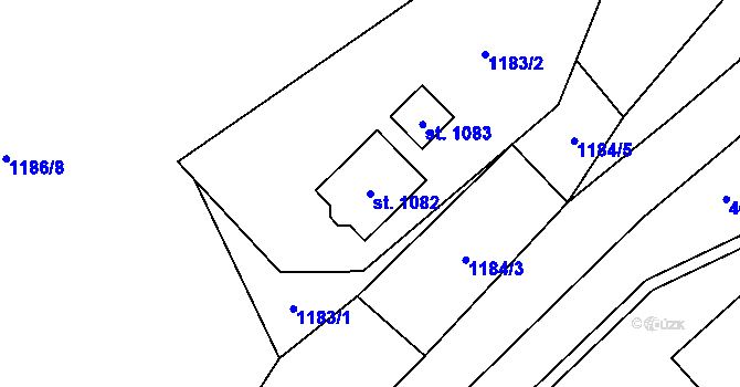 Parcela st. 1082 v KÚ Hanušovice, Katastrální mapa