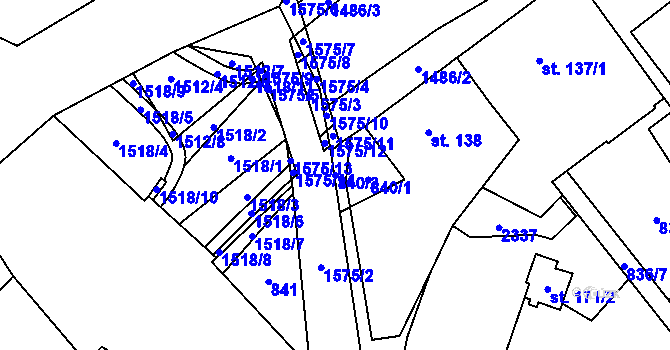 Parcela st. 840/2 v KÚ Hanušovice, Katastrální mapa