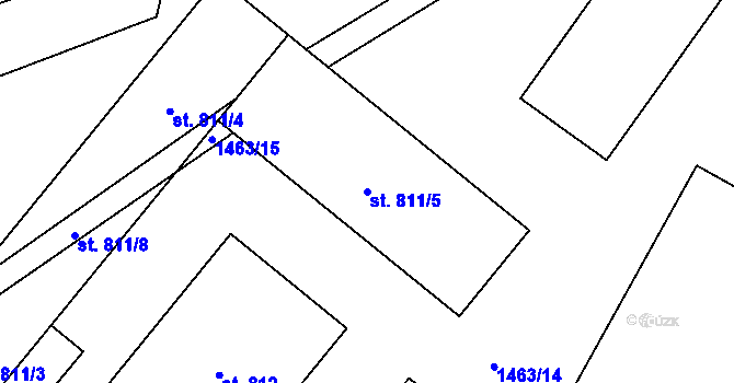 Parcela st. 811/5 v KÚ Hanušovice, Katastrální mapa