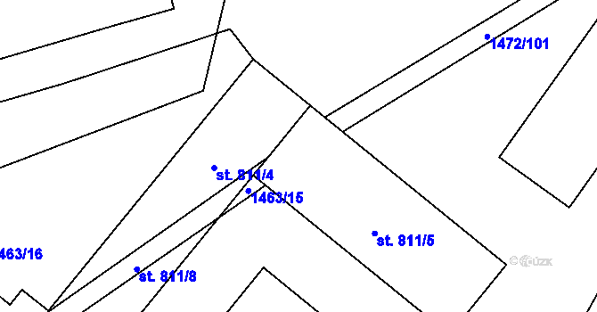 Parcela st. 811/6 v KÚ Hanušovice, Katastrální mapa