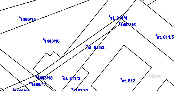Parcela st. 811/8 v KÚ Hanušovice, Katastrální mapa