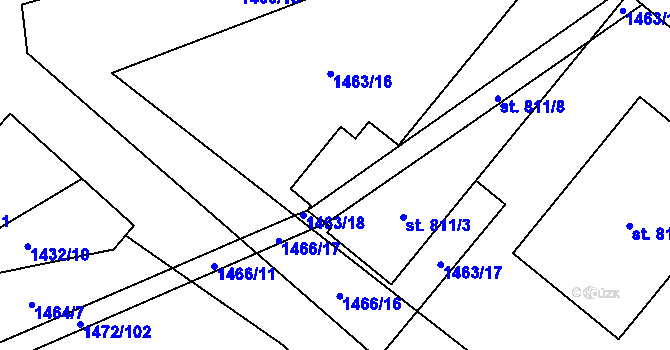 Parcela st. 811/9 v KÚ Hanušovice, Katastrální mapa