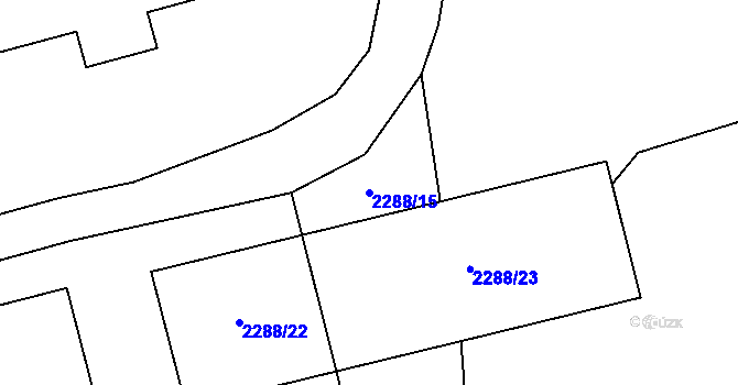 Parcela st. 2288/15 v KÚ Hanušovice, Katastrální mapa