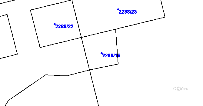 Parcela st. 2288/16 v KÚ Hanušovice, Katastrální mapa