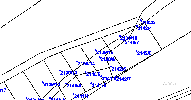 Parcela st. 2139/15 v KÚ Hanušovice, Katastrální mapa