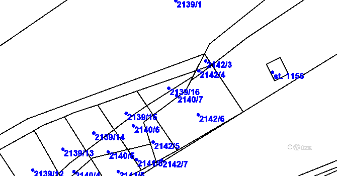 Parcela st. 2139/16 v KÚ Hanušovice, Katastrální mapa