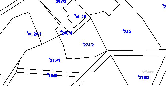 Parcela st. 273/2 v KÚ Hanušovice, Katastrální mapa