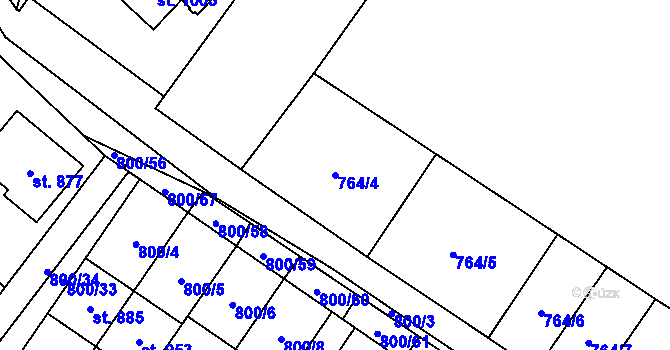 Parcela st. 764/4 v KÚ Hanušovice, Katastrální mapa