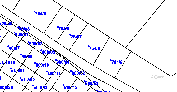 Parcela st. 764/8 v KÚ Hanušovice, Katastrální mapa
