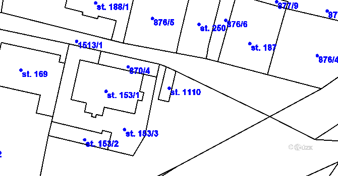Parcela st. 1110 v KÚ Hanušovice, Katastrální mapa