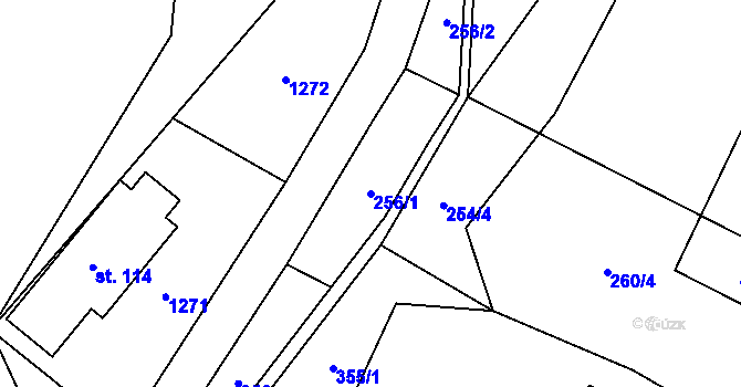 Parcela st. 256/1 v KÚ Hanušovice, Katastrální mapa