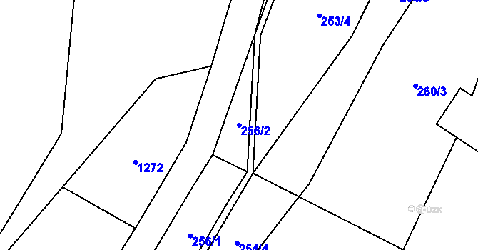 Parcela st. 256/2 v KÚ Hanušovice, Katastrální mapa