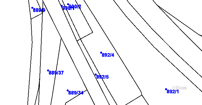 Parcela st. 892/4 v KÚ Hanušovice, Katastrální mapa