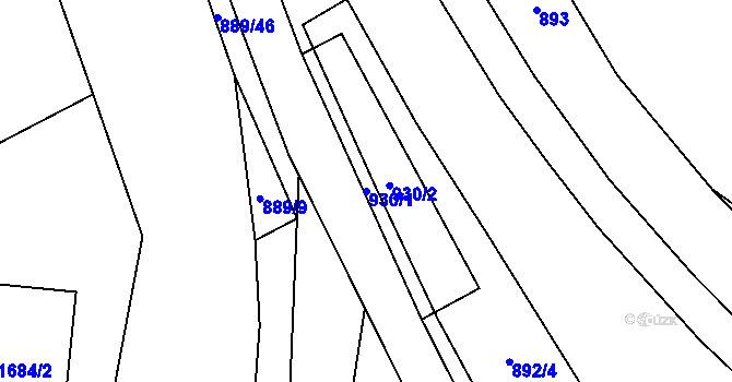 Parcela st. 930/1 v KÚ Hanušovice, Katastrální mapa