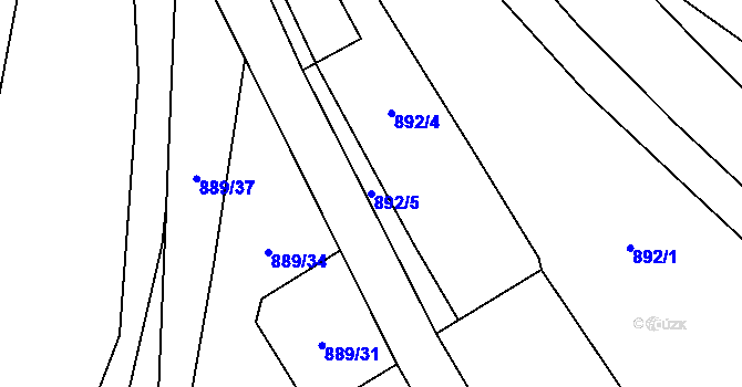 Parcela st. 892/5 v KÚ Hanušovice, Katastrální mapa