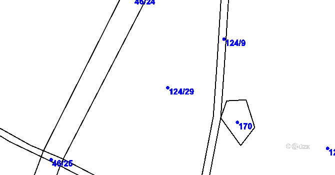 Parcela st. 124/29 v KÚ Hanušovice, Katastrální mapa