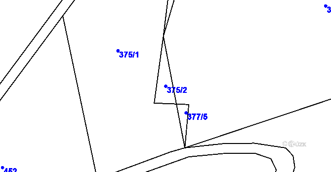 Parcela st. 375/2 v KÚ Hanušovice, Katastrální mapa