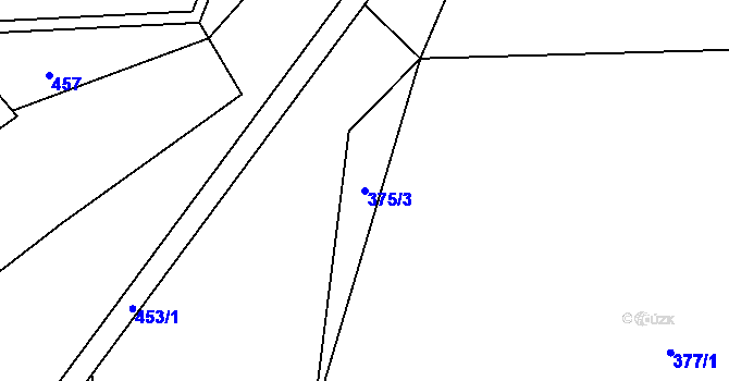 Parcela st. 375/3 v KÚ Hanušovice, Katastrální mapa