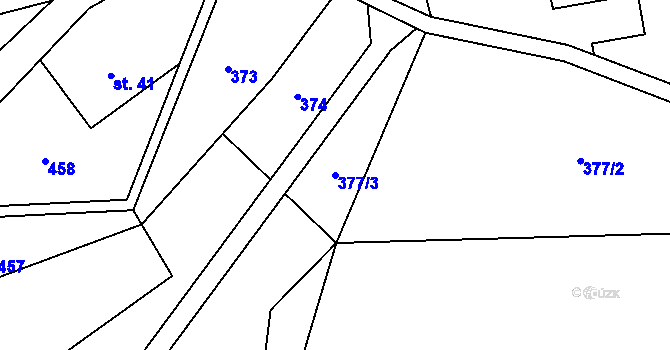 Parcela st. 377/3 v KÚ Hanušovice, Katastrální mapa