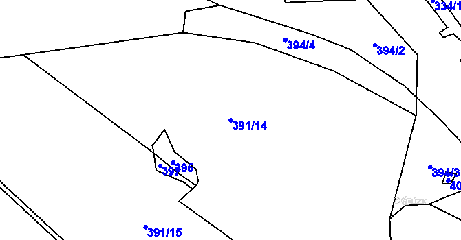 Parcela st. 391/14 v KÚ Hanušovice, Katastrální mapa