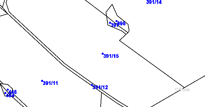 Parcela st. 391/15 v KÚ Hanušovice, Katastrální mapa
