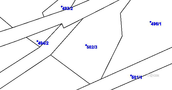 Parcela st. 502/3 v KÚ Hanušovice, Katastrální mapa