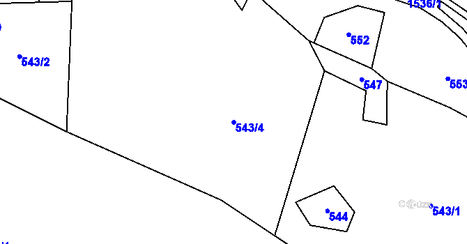 Parcela st. 543/4 v KÚ Hanušovice, Katastrální mapa