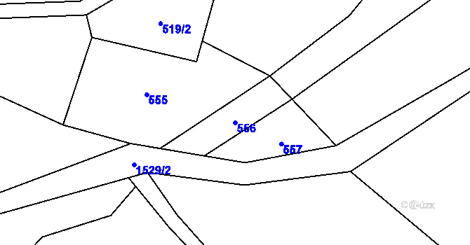 Parcela st. 556 v KÚ Hanušovice, Katastrální mapa
