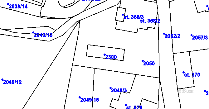 Parcela st. 2380 v KÚ Hanušovice, Katastrální mapa