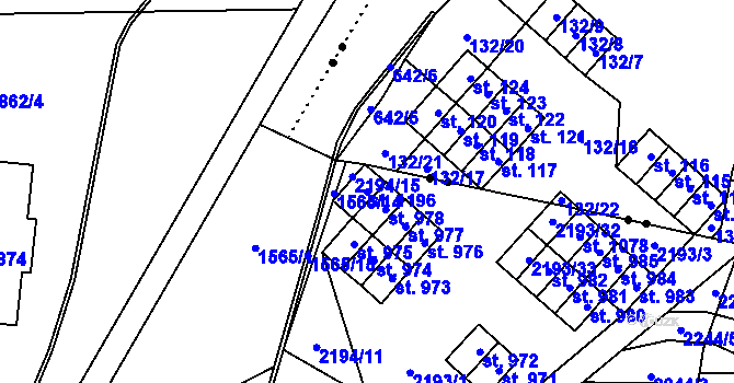 Parcela st. 1196 v KÚ Hanušovice, Katastrální mapa