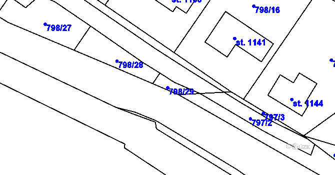 Parcela st. 798/29 v KÚ Hanušovice, Katastrální mapa