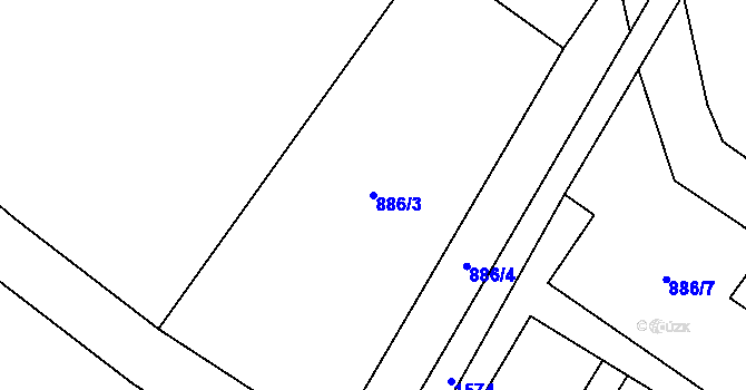 Parcela st. 886/3 v KÚ Hanušovice, Katastrální mapa