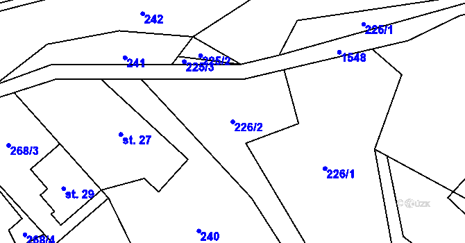 Parcela st. 226/2 v KÚ Hanušovice, Katastrální mapa