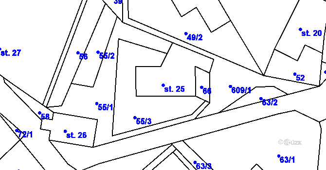 Parcela st. 25 v KÚ Hynčice nad Moravou, Katastrální mapa